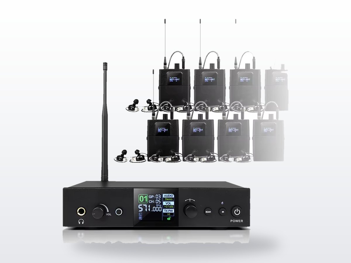 ENT-IEM100 wireless in-ear monitoring transmitter and bodypack receivers